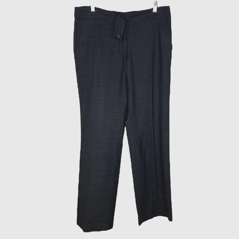 Eileen Fisher Pants Women 10 Gray Straight Leg Wool Blend Career Minimalist FLAW